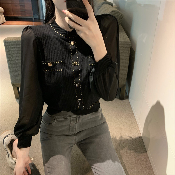 Cămașă modernă de damă cu decolteu oval și buzunare