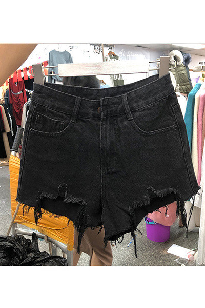 Дамски ежедневни къси дънкови панталони с разкъсани мотиви 