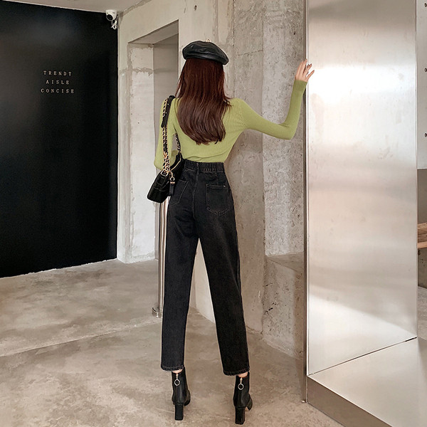 Női modern farmer egyenes modell magas derékkal