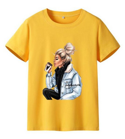 Tricou casual de dama cu maneca scurta si aplicatie colorata