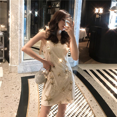 Модерна дамска рокля с пайети