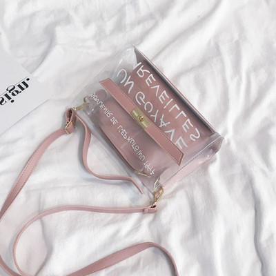 Geantă modernă transparentă cu mâner lung