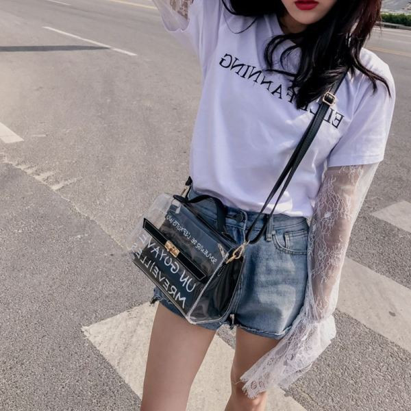 Geantă modernă transparentă cu mâner lung