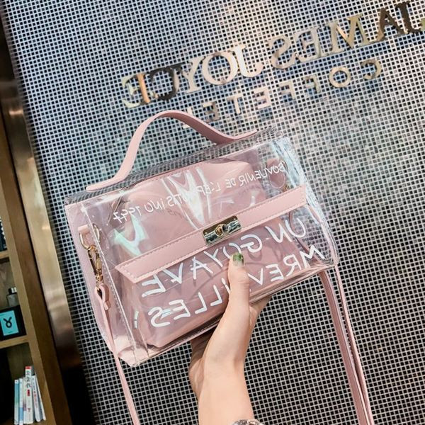 Geantă modernă transparentă cu mâner lung