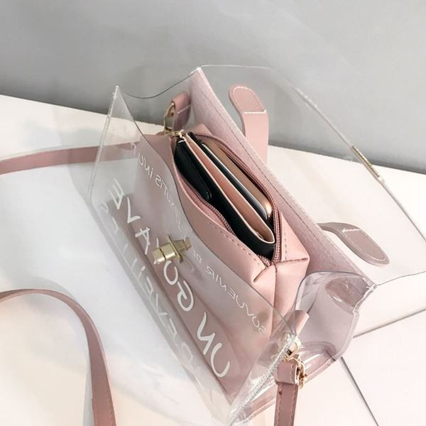 Geantă modernă transparentă cu mâner lung