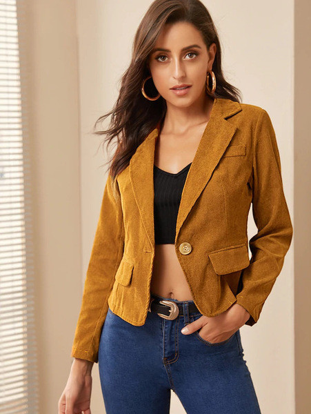 Rövid testre szabott női kabát utánzatos zsebekkel