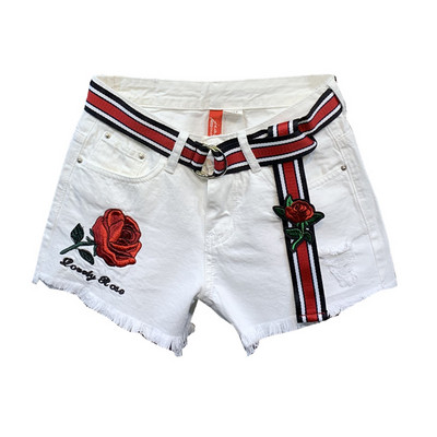 Model nou de pantaloni scurti de dama cu broderie si curea