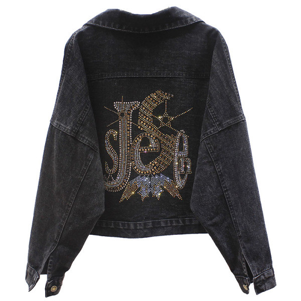 Geaca de dama denim model NOU model lat cu pietre si efect stralucitor