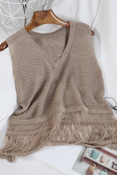 Maieu casual de damă, cu decolteu în V și bretele largi