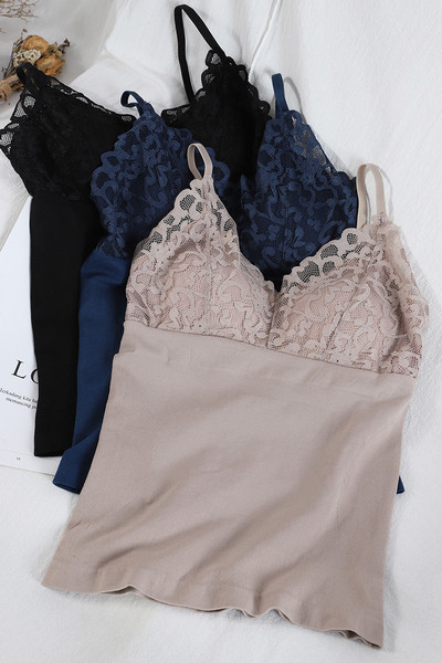 Maieu de damă cu bretele subțiri și dantelă