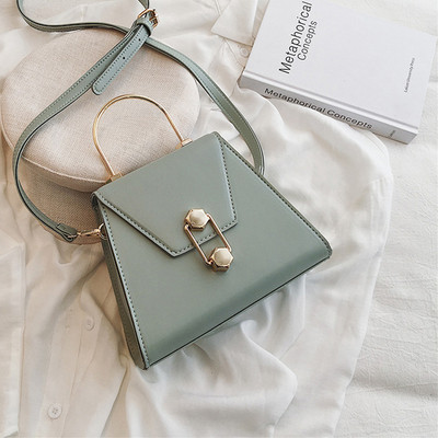 Geanta de dama moderna cu maner scurt metalic