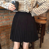 Fusta de dama plisata neagra cu talie inalta