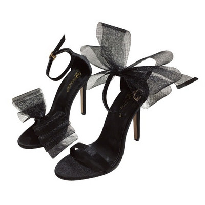 Sandale elegante cu toc inalt cu panglica