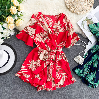 Salopeta de dama eleganta cu talie elastica si maneci scurte