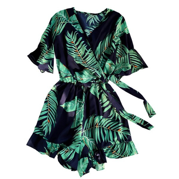 Salopeta de dama eleganta cu talie elastica si maneci scurte