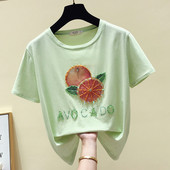 Modern női póló rátéttel és flitterekkel