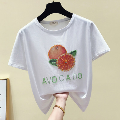 Modern női póló rátéttel és flitterekkel