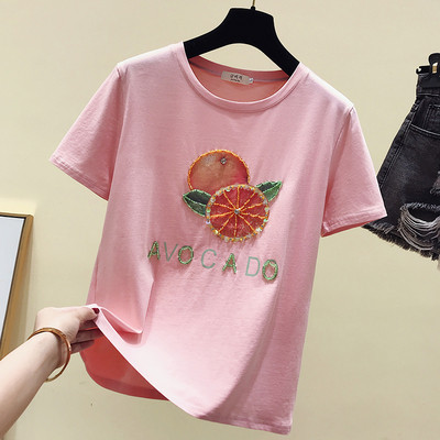 Modern női póló rátéttel és flitterekkel