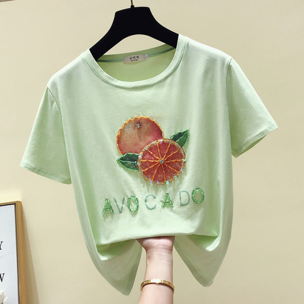 Modern női póló rátéttel és flitterekkel