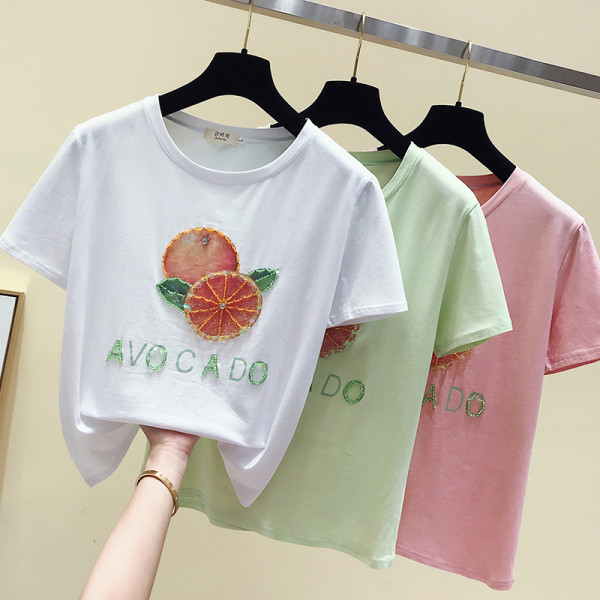 Modern női póló rátéttel és flitterekkel