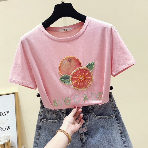 Modern női póló rátéttel és flitterekkel