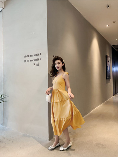 Дамска ежедневна рокля с презрамки - разкроен модел