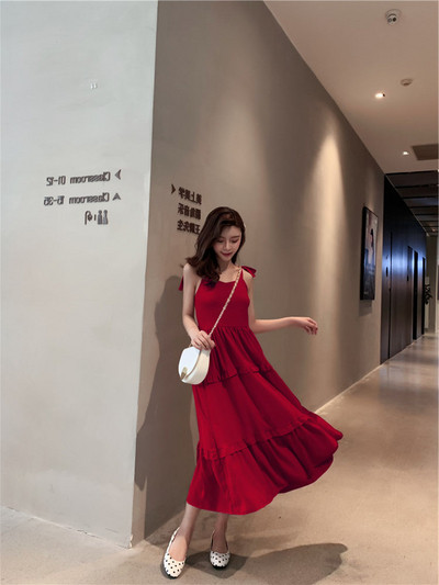 Дамска ежедневна рокля с презрамки - разкроен модел