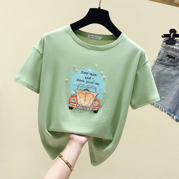 Bluză de damă modernă cu mâneci scurte, aplicație și paiete