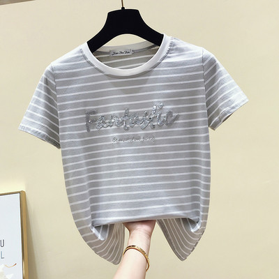 Csíkos női blúz flitter felirattal