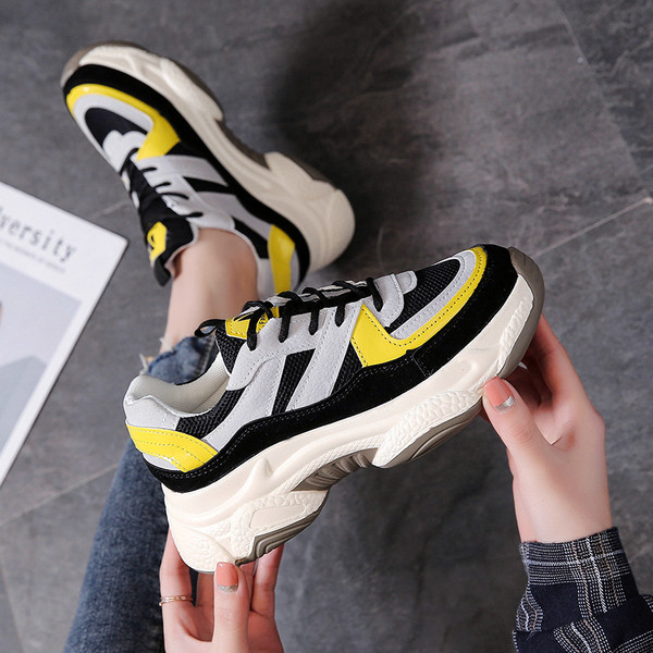 Adidasi casual dama, cu talpa aspra si cravate colorate