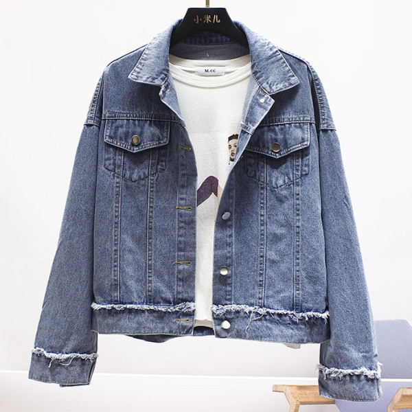 Jachetă de damă modernă din denim cu pietre și aplicații