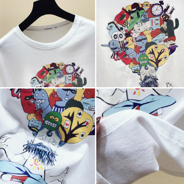 Rövid ujjú, rátéttel ellátott női póló