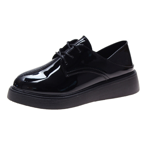 Pantofi casual dama din piele lacuita de culoare neagra