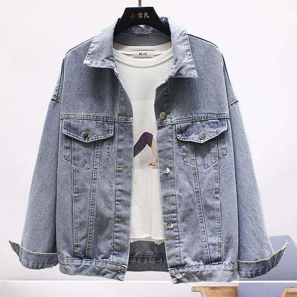 Moderna ženska traper jakna s vezom i natpisima