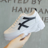 Tenisi casual dama din piele ecologica cu talpa de 5 cm