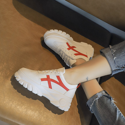 Tenisi casual dama din piele ecologica cu talpa de 5 cm