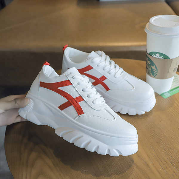 Tenisi casual dama din piele ecologica cu talpa de 5 cm