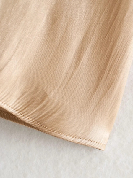 Дамска модерна рокля с овално деколте и къс ръкав