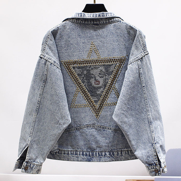 Jachetă de damă elegantă din denim cu pietre și broderie