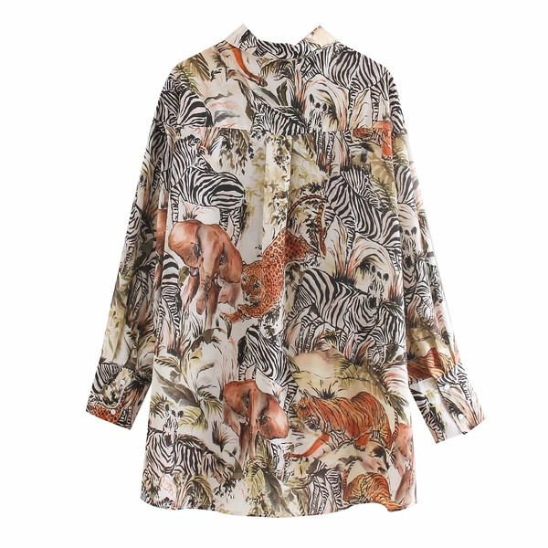 Színes női hosszú ing klasszikus gallérral