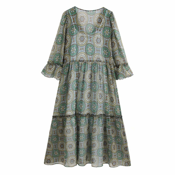 Rochie de dama model nou cu decolteu spitz si maneci 3/4