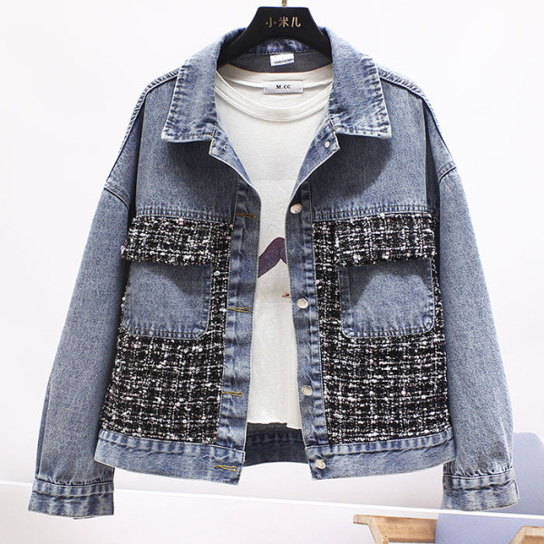 Elegantna ženska kratka traper jakna s dugim rukavima