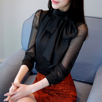 Camasa de dama model nou cu panglica si maneci lungi