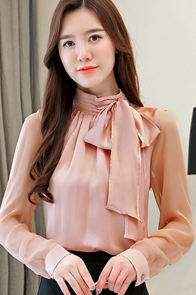 Camasa de dama model nou cu panglica si maneci lungi
