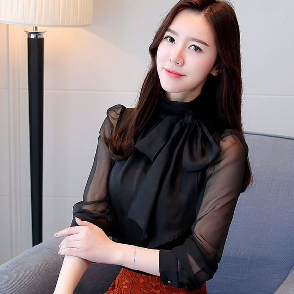 Camasa de dama model nou cu panglica si maneci lungi