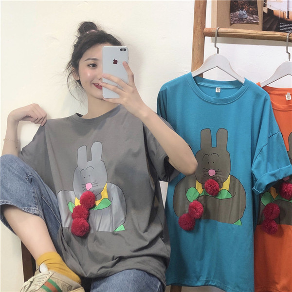 Tricou lat de dama cu maneci scurte, imprimeu si element 3D