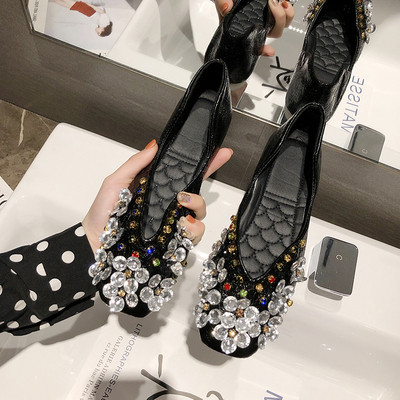 Pantofi casual dama cu pietre si paiete - talpa plata