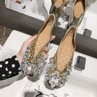 Pantofi casual dama cu pietre si paiete - talpa plata