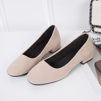 Ženske cipele od brušene kože s debelom petom