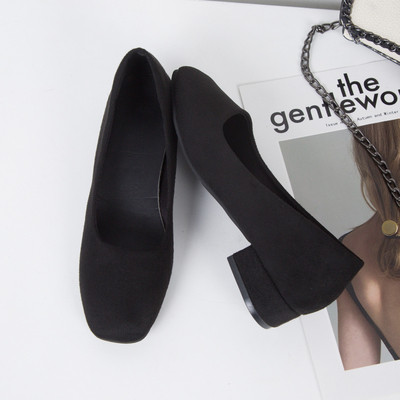 Ženske cipele od brušene kože s debelom petom